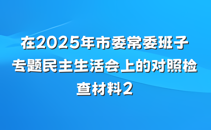 在2025年市委常委班子专题民主生活会上的对照检查材料2