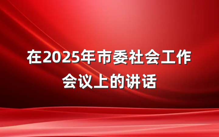 在2025年市委社会工作会议上的讲话