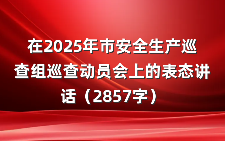 在2025年市安全生产巡查组巡查动员会上的表态讲话（2857字）