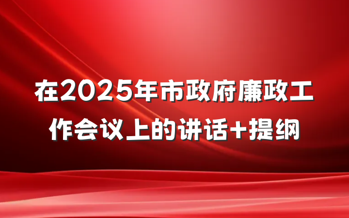 在2025年市政府廉政工作会议上的讲话 提纲