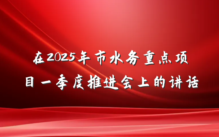 在2025年市水务重点项目一季度推进会上的讲话