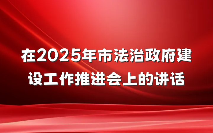 在2025年市法治政府建设工作推进会上的讲话