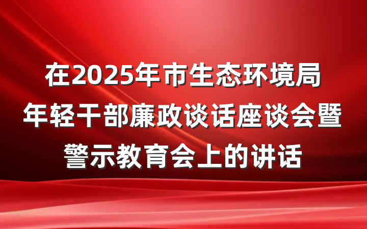 在2025年市生态环境局年轻干部廉政谈话座谈会暨警示教育会上的讲话