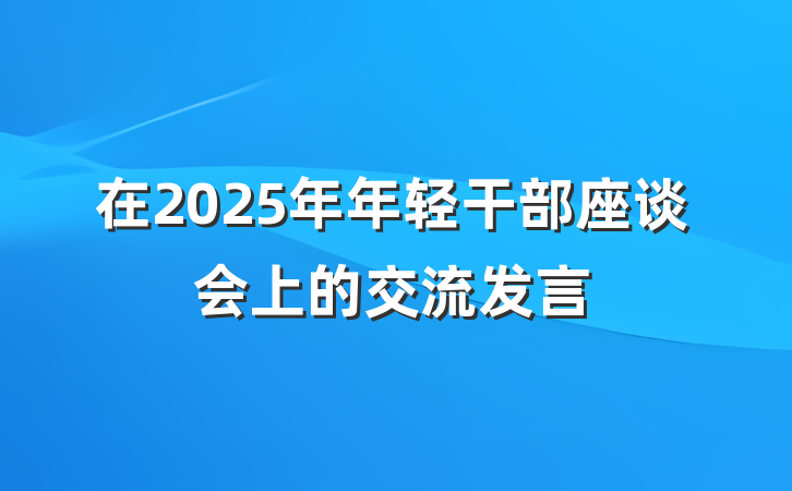 在2025年年轻干部座谈会上的交流发言