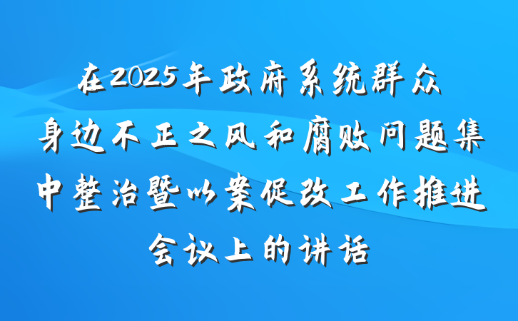 在2025年政府系统群众身边不正之风和腐败问题集中整治暨以案促改工作推进会议上的讲话