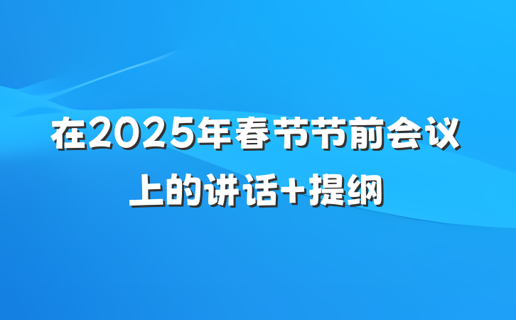 在2025年春节节前会议上的讲话 提纲