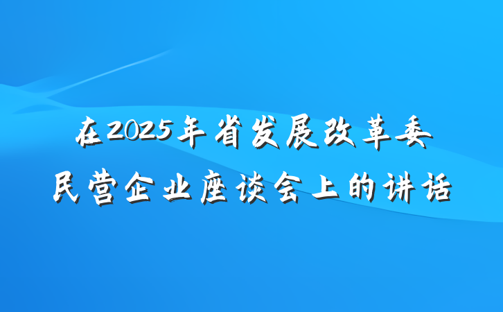在2025年省发展改革委民营企业座谈会上的讲话