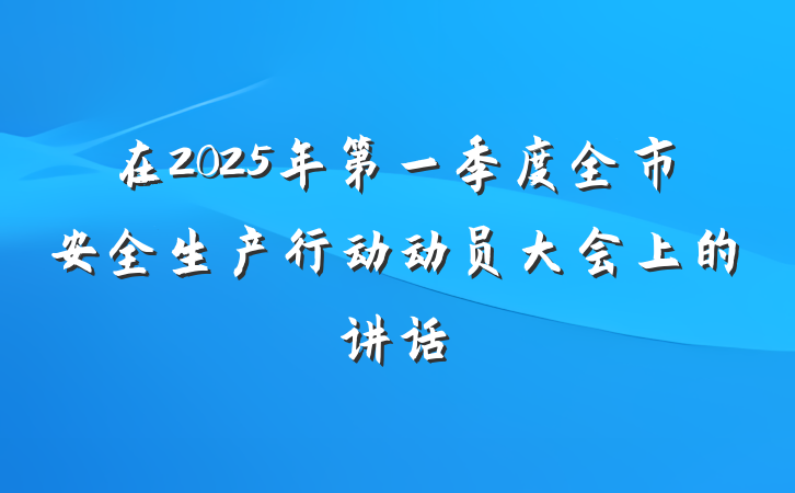 在2025年第一季度全市安全生产行动动员大会上的讲话