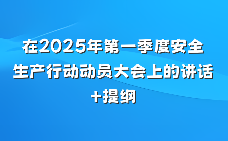 在2025年第一季度安全生产行动动员大会上的讲话 提纲