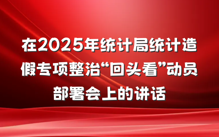 在2025年统计局统计造假专项整治“回头看”动员部署会上的讲话