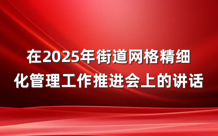 在2025年街道网格精细化管理工作推进会上的讲话