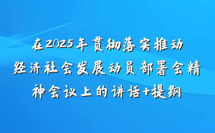 在2025年贯彻落实推动经济社会发展动员部署会精神会议上的讲话 提纲