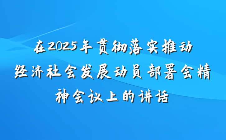 在2025年贯彻落实推动经济社会发展动员部署会精神会议上的讲话