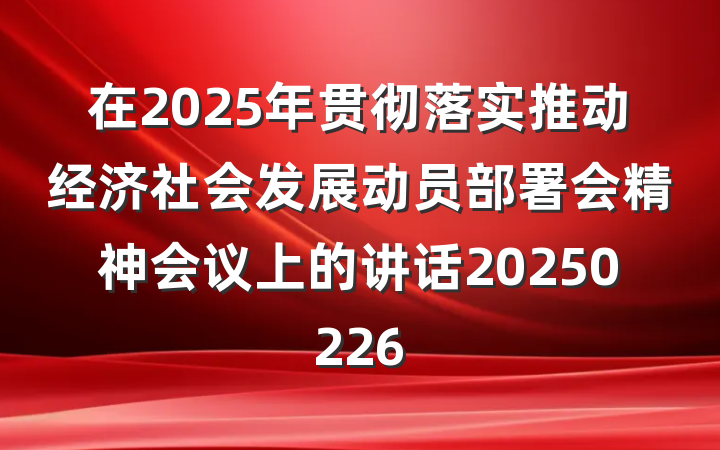 在2025年贯彻落实推动经济社会发展动员部署会精神会议上的讲话20250226