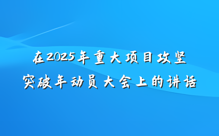 在2025年重大项目攻坚突破年动员大会上的讲话