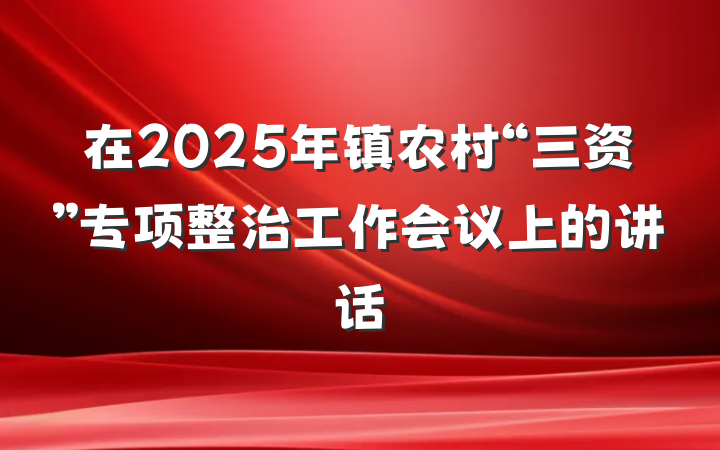 在2025年镇农村“三资”专项整治工作会议上的讲话