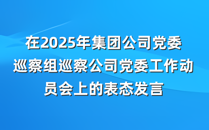 在2025年集团公司党委巡察组巡察公司党委工作动员会上的表态发言