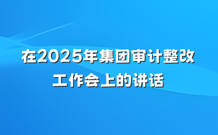 在2025年集团审计整改工作会上的讲话