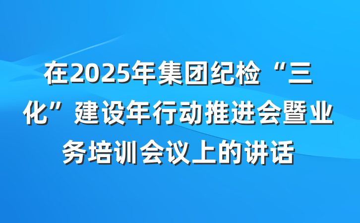 在2025年集团纪检“三化”建设年行动推进会暨业务培训会议上的讲话