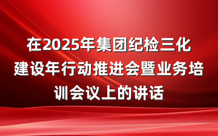 在2025年集团纪检三化建设年行动推进会暨业务培训会议上的讲话
