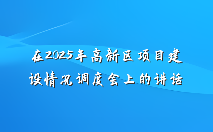 在2025年高新区项目建设情况调度会上的讲话