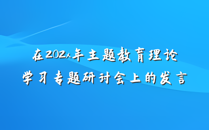 在202x年主题教育理论学习专题研讨会上的发言