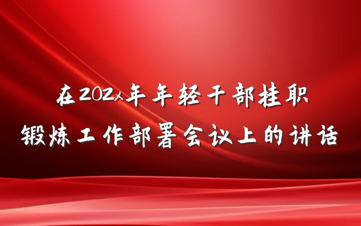 在202x年年轻干部挂职锻炼工作部署会议上的讲话