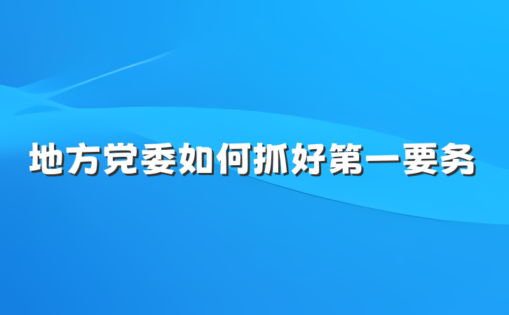 地方党委如何抓好第一要务