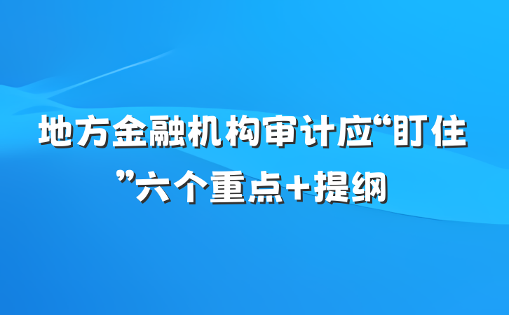 地方金融机构审计应“盯住”六个重点 提纲