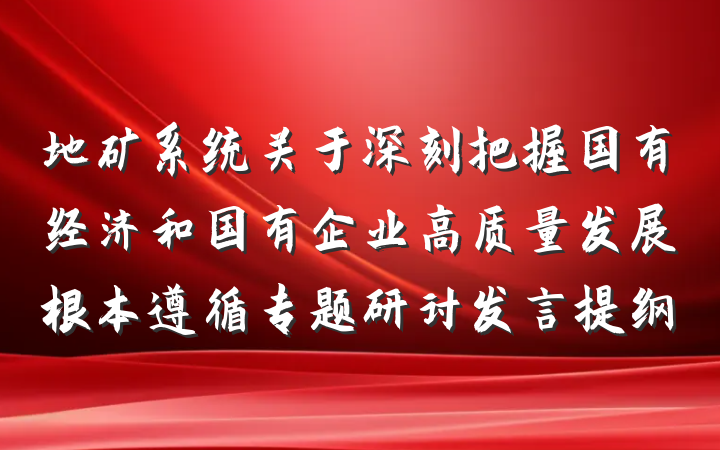 地矿系统关于深刻把握国有经济和国有企业高质量发展根本遵循专题研讨发言提纲