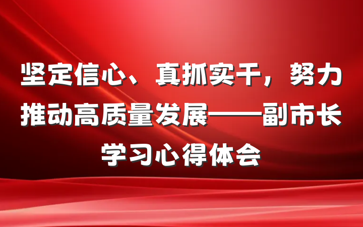 坚定信心、真抓实干，努力推动高质量发展——副市长学习心得体会