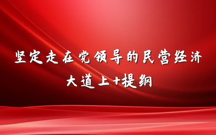 坚定走在党领导的民营经济大道上 提纲