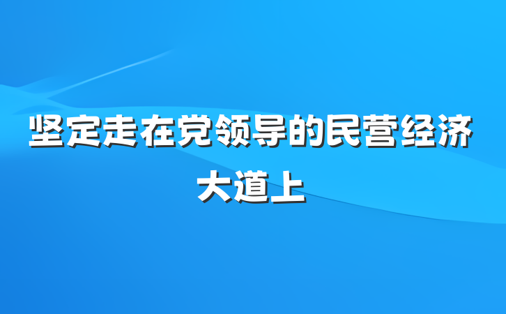 坚定走在党领导的民营经济大道上