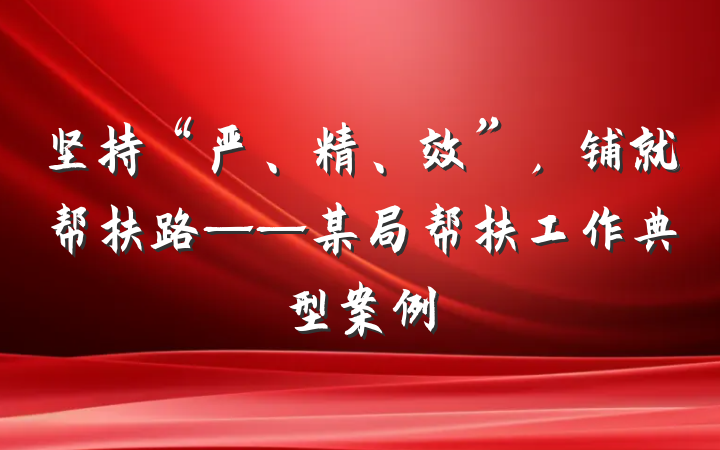 坚持“严、精、效”，铺就帮扶路——某局帮扶工作典型案例