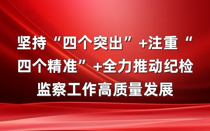 坚持“四个突出” 注重“四个精准” 全力推动纪检监察工作高质量发展