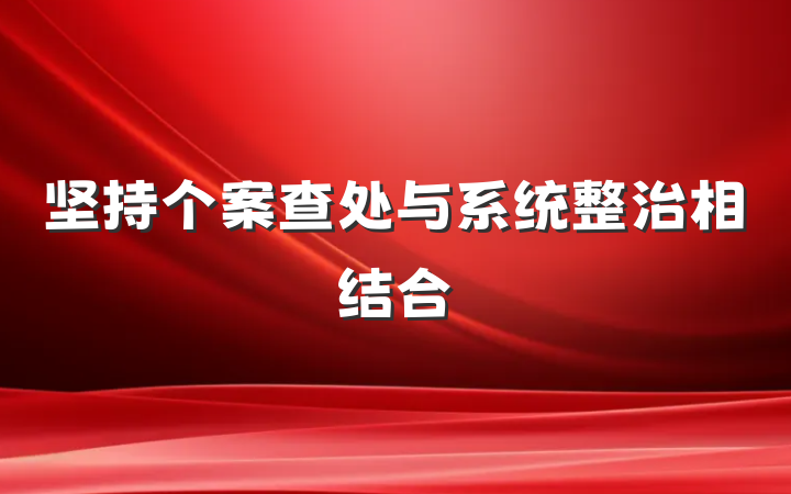 坚持个案查处与系统整治相结合