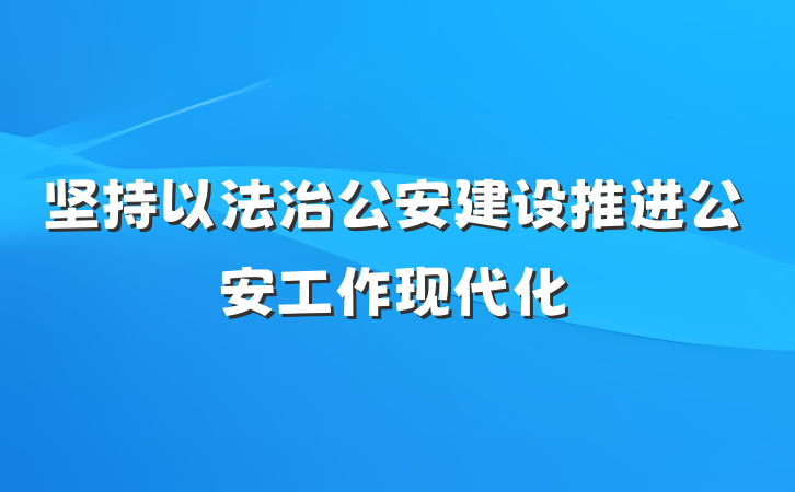坚持以法治公安建设推进公安工作现代化