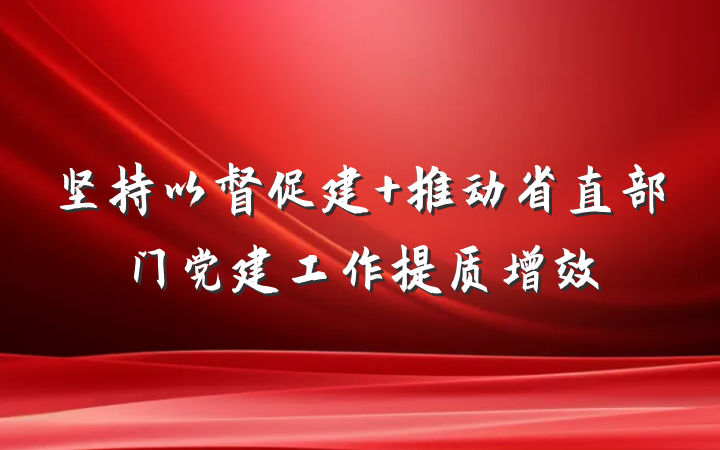 坚持以督促建 推动省直部门党建工作提质增效