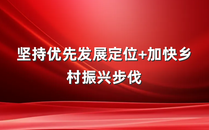 坚持优先发展定位 加快乡村振兴步伐