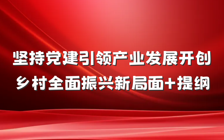 坚持党建引领产业发展开创乡村全面振兴新局面 提纲