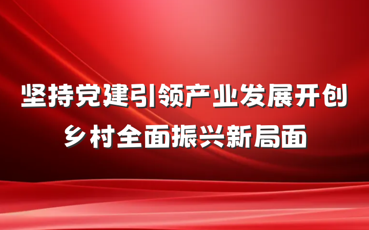 坚持党建引领产业发展开创乡村全面振兴新局面