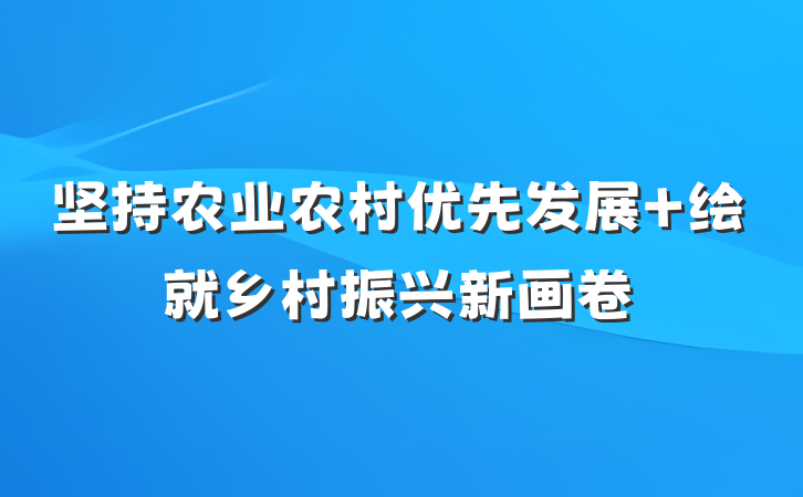 坚持农业农村优先发展 绘就乡村振兴新画卷