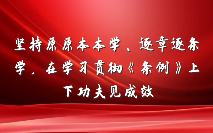 坚持原原本本学、逐章逐条学，在学习贯彻《条例》上下功夫见成效