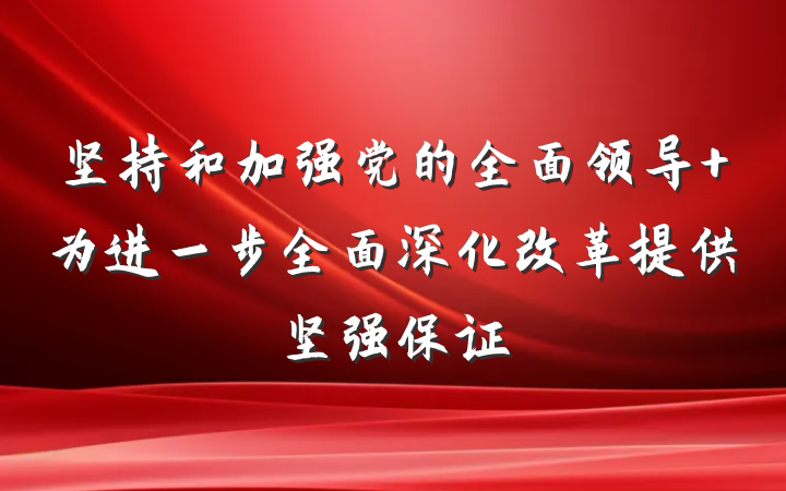 坚持和加强党的全面领导 为进一步全面深化改革提供坚强保证