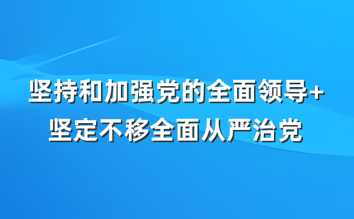 坚持和加强党的全面领导 坚定不移全面从严治党