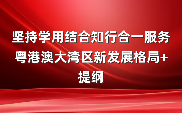 坚持学用结合知行合一服务粤港澳大湾区新发展格局 提纲