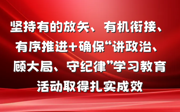 坚持有的放矢、有机衔接、有序推进 确保“讲政治、顾大局、守纪律”学习教育活动取得扎实成效