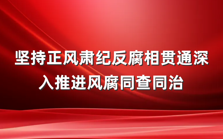 坚持正风肃纪反腐相贯通深入推进风腐同查同治