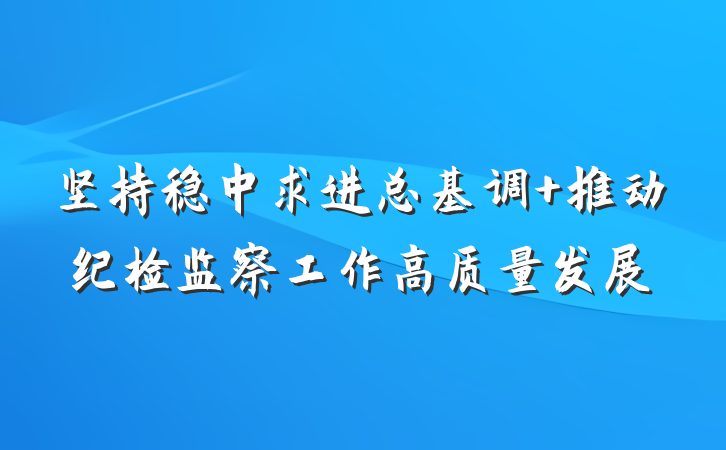 坚持稳中求进总基调 推动纪检监察工作高质量发展