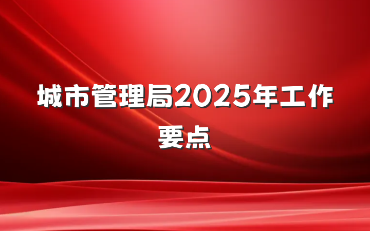 城市管理局2025年工作要点
